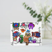 Owls-Gruppe Postkarte (Stehend Vorderseite)