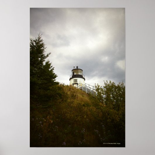 Owl's Head Lighthouse an einem wolkigen Tag Poster (Vorne)
