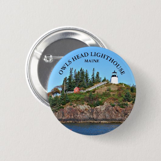 Owls Head Lighthouse, Maine Round Button (Vorne & Hinten)