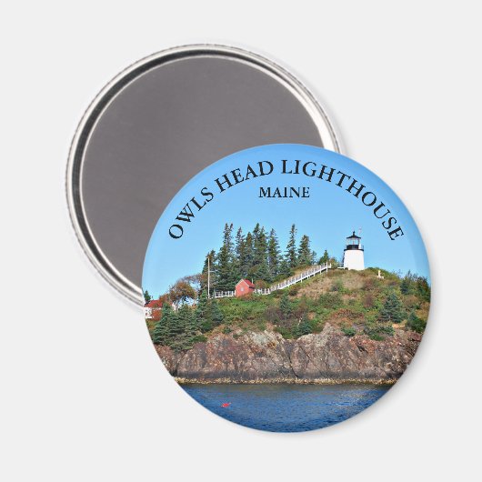 Owls Head Lighthouse, Maine Round Magnet (Vorderseite/Rückseite)