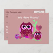 Owls & Hearts Wir haben uns bewegt Ankündigungspostkarte (Vorne/Hinten)