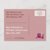 Owls & Hearts Wir haben uns bewegt Ankündigungspostkarte (Rückseite)