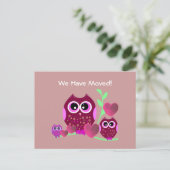 Owls & Hearts Wir haben uns bewegt Ankündigungspostkarte (Stehend Vorderseite)