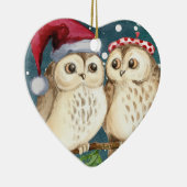 Owls Herz Weihnachtsdekoration Keramikornament (Rechts)