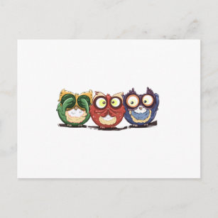 Owls Hoot See Speak Hört kein Übel Postkarte