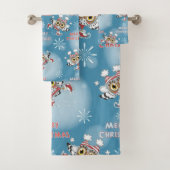Owls Ice Skaten Weihnachtsmuster Badhandtuch Set (Insitu)