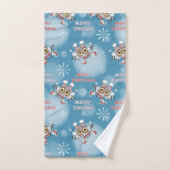 Owls Ice Skaten Weihnachtsmuster Badhandtuch Set (Handtuch)