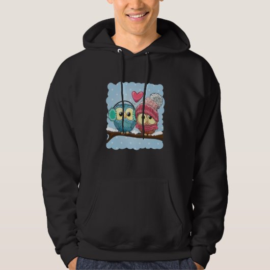 Owls in Love Cute Winter for Valentine's Day Hoodie (Vorderseite)