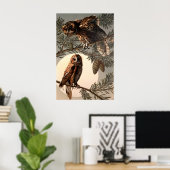 Owls in Moon Light von Anton Seder Poster (Heimbüro)