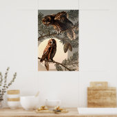 Owls in Moon Light von Anton Seder Poster (Küche)