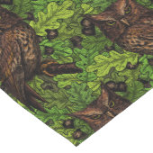 Owls in the oak tree, green and brown kurzer tischläufer (Ecke)