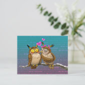 Owls Kiss Postkarte (Stehend Vorderseite)