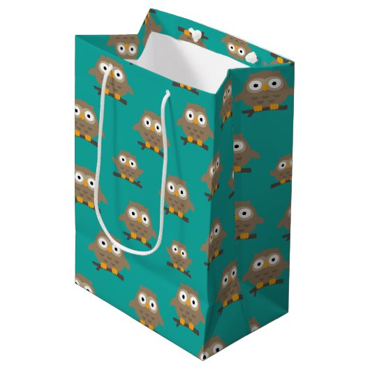 Owls Medium Geschenktasche Mittlere Geschenktüte (Vorderseite Schrägansicht)