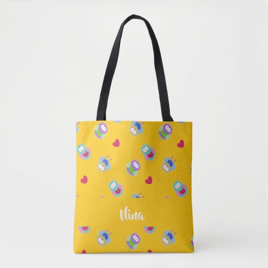 Owls mit Herz auf Orange Tasche (Vorderseite)