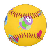 Owls mit Herzen auf Orange Baseball (Rückseite)