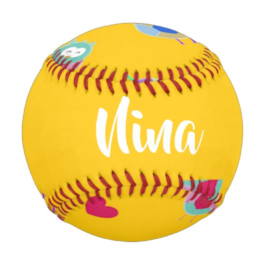 Owls mit Herzen auf Orange Baseball (Vorderseite)