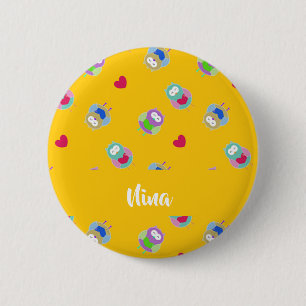 Owls mit Herzen auf Orange Button