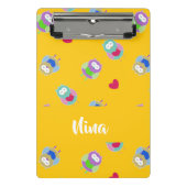 Owls mit Herzen auf Orange Mini Klemmbrett (Vorderseite)