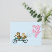 Owls mit Herzen Postkarte (Stehend Vorderseite)
