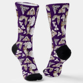 Owls Moths Full Moon On Purple Socken (Gewinkelt)