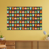Owls Muster 1 Wrapped Canvas Leinwanddruck (Insitu (Wohnzimmer))