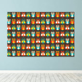 Owls Muster 1 Wrapped Canvas Leinwanddruck (Insitu (Holzboden))