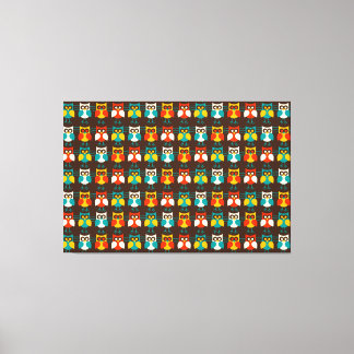 Owls Muster 1 Wrapped Canvas Leinwanddruck