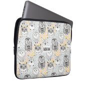 Owls Muster individuelle Laptop-Ärmel für Monogram Laptopschutzhülle (Vorne Rechts)