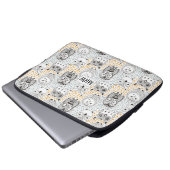 Owls Muster individuelle Laptop-Ärmel für Monogram Laptopschutzhülle (Vorne Knopf)