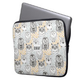 Owls Muster individuelle Laptop-Ärmel für Monogram Laptopschutzhülle (Vorderseite Links)