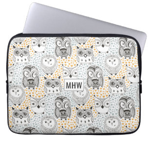 Owls Muster individuelle Laptop-Ärmel für Monogram Laptopschutzhülle