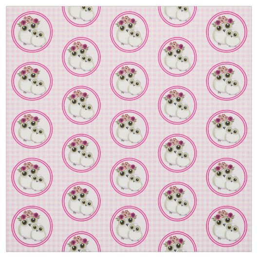 Owls Niedlich Pink White Gingham Kariert Stoff (Muster)