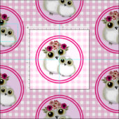 Owls Niedlich Pink White Gingham Kariert Stoff (Kachel)