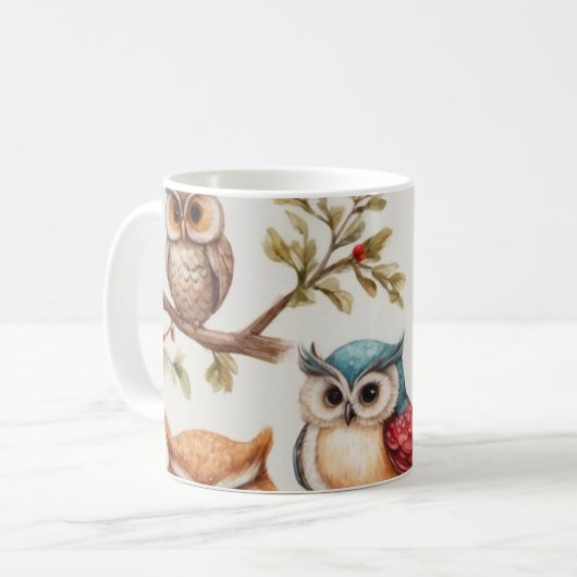 Owls on Branch Kaffeetasse (Vorderseite Links)
