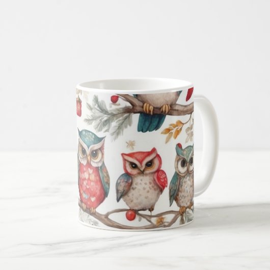 Owls on Branch Kaffeetasse (VorderseiteRechts)