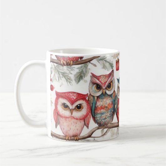 Owls on Branch Kaffeetasse (Links)