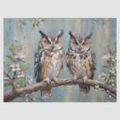 Owls on Branch Seidenpapier (Vorderseite)