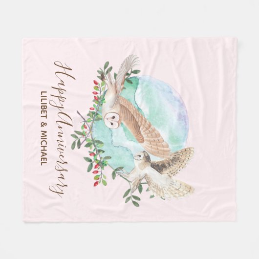 Owls Personalisiert Fleecedecke (Vorderseite (Horizontal))