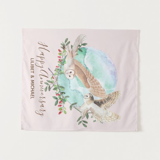 Owls Personalisiert Wandteppich (Vorderseite (Horizontal))