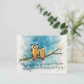 Owls Rainy Storm Regen Wetter Blue Wind Gedicht Postkarte (Stehend Vorderseite)