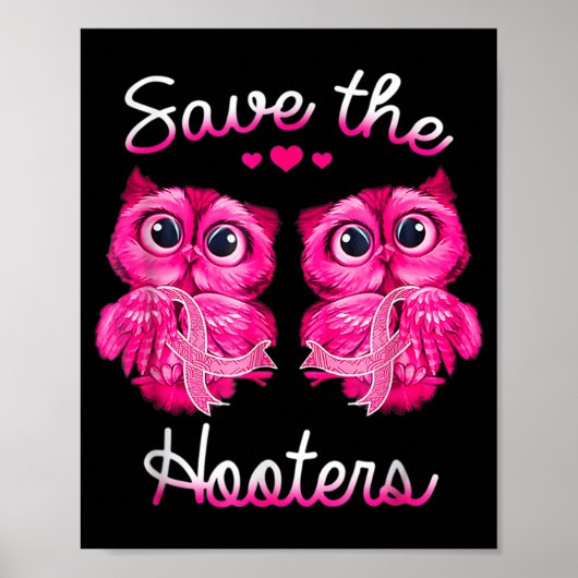 Owls Rettete ein Hooters Pink Ribbon Brustkrebs Ge Poster (Vorne)