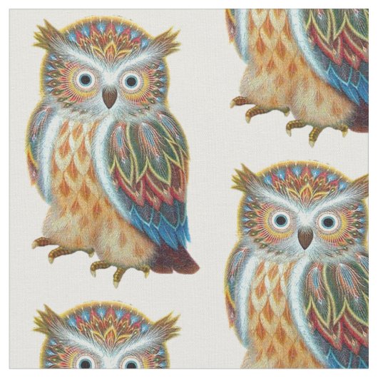 Owls - Schönes realistisches Owl Muster Stoff (Nahaufnahme)