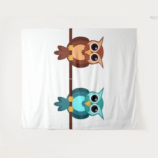 Owls Tapestry Wandteppich (Vorderseite (Horizontal))