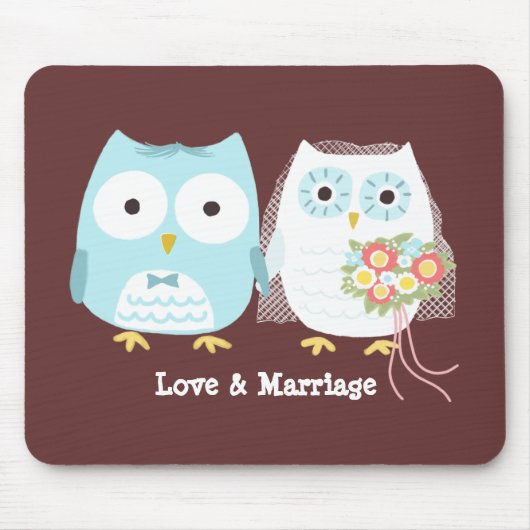 Owls Wedding Briand Groom Niedliche Newlyweds Mousepad (Vorne)