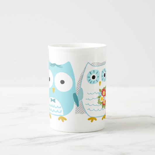 Owls Wedding Briand Groom Niedlichen, neu verheira Porzellantasse (Vorderseite)