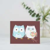 Owls Wedding Briand Groom Niedlichen, neu verheira Postkarte (Stehend Vorderseite)