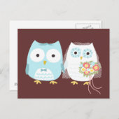 Owls Wedding Briand Groom Niedlichen, neu verheira Postkarte (Vorne/Hinten)