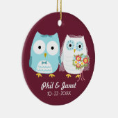 Owls Wedding Couple - Adorable Brie and Groom Keramikornament (Rechts)