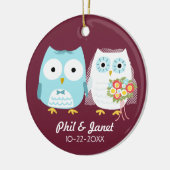 Owls Wedding Couple - Adorable Brie and Groom Keramikornament (Links)