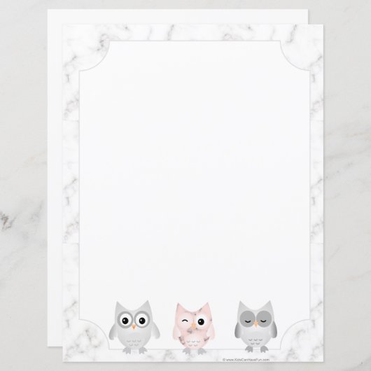 Owls weißer Marmor sieht wie Bordere Schreibpapier (Vorne/Hinten)